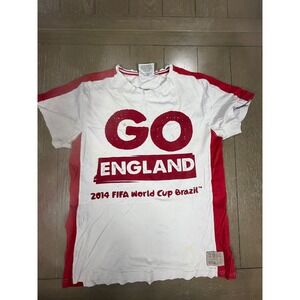 FIFA World Cup T Shirt Mens Medium White Red 2014 Go England Brazil Soccer